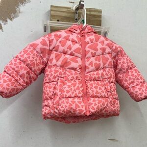 Swiss tech Pink Heart Pattern faux fur lined Puffer Jacket child 18 months